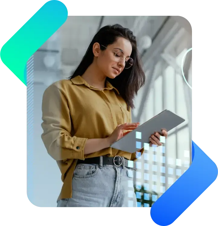 woman using tablet to store and manage documents